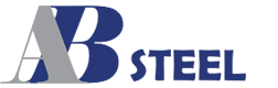 AB Steel logo in Grey and Blue color on white background